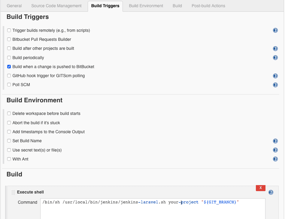 Jenkins build trigger for laravel code pushes