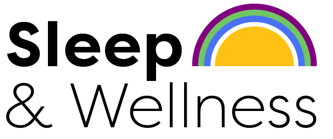 Sleep and Wellness logo with rainbow and sun.