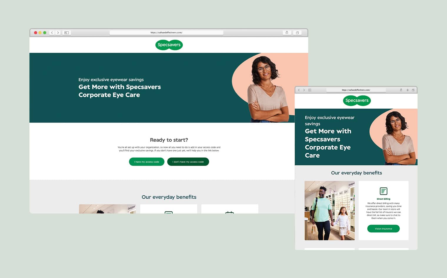Specsavers corporate eye care website overview
